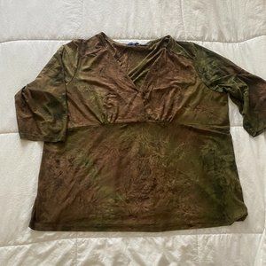 Plus size Y2K style 3/4 sleeve paisley print top